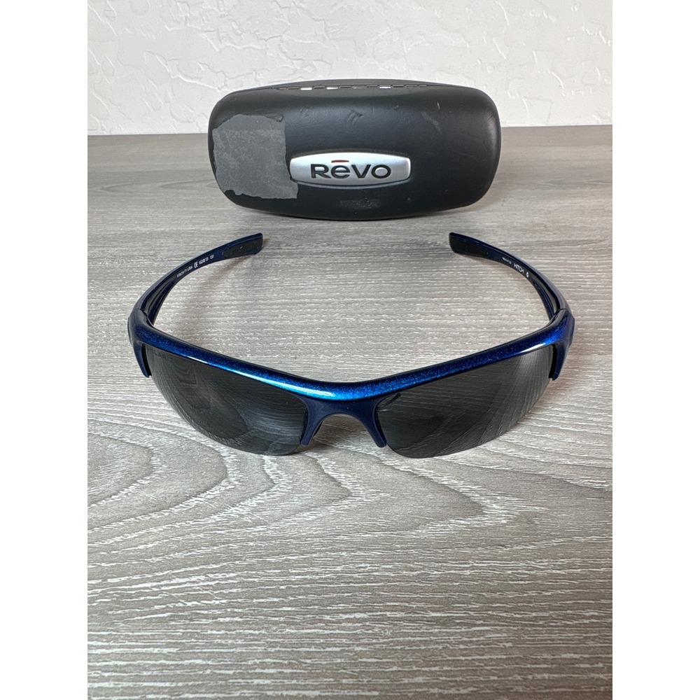 Revo Hitch RE4047-03 Mens Sunglasses Metallic Blue Polarized Wrap Sport USA Made